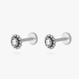 STUDS titanium beaded flat back stud earrings
